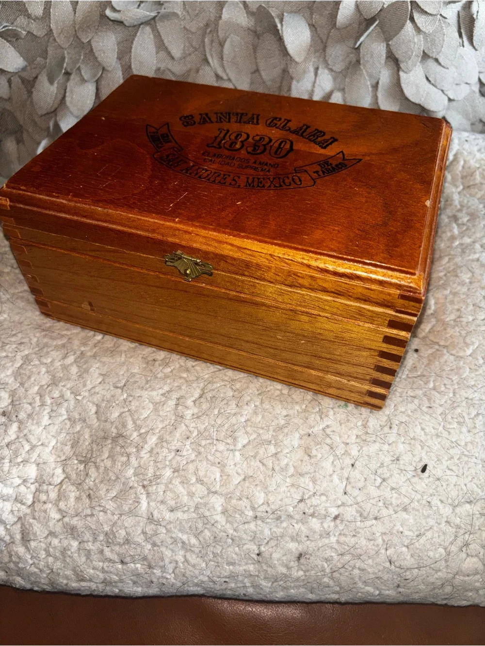 Vintage Santa Clara 1830 Wooden Cigar Box San Andres Mexico Humidor Decor
